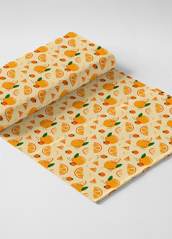 Tecido Microfibra Estampa Digital Laranja Fundo Amarelo 1,55m de Largura