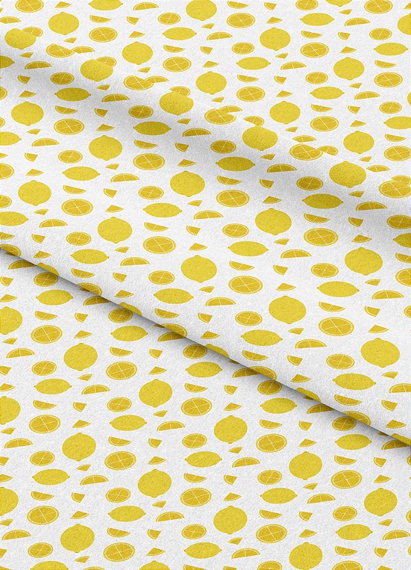 Tecido Microfibra Estampa Digital Mini Limão Amarelo 1,55m de Largura