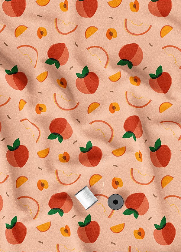 Tecido Microfibra Estampa Digital Pesego Fundo Rose 1,55m de Largura
