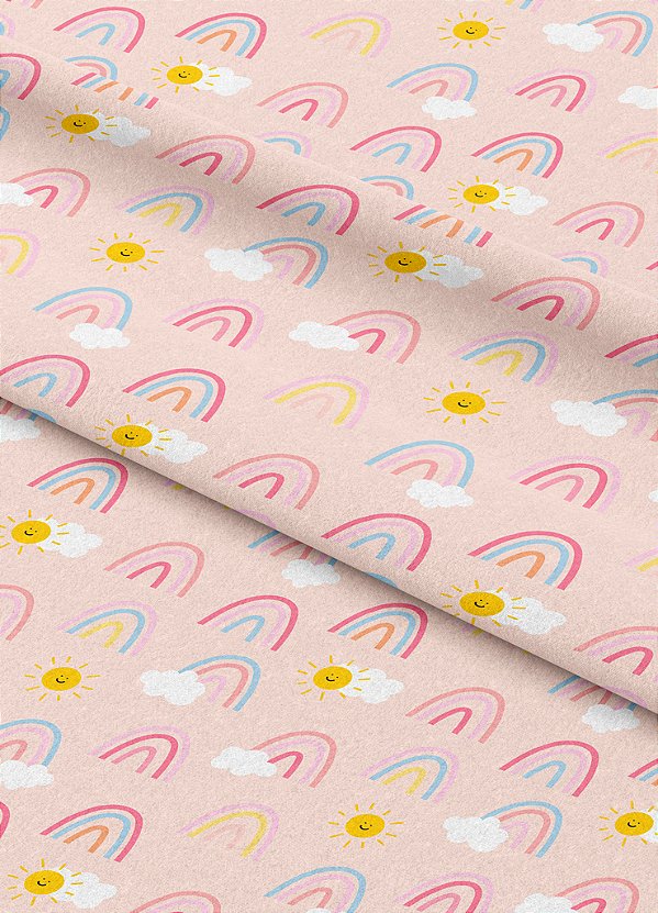 Tecido Microfibra Estampa Digital Arco Íris Rosa 1,55m de Largura