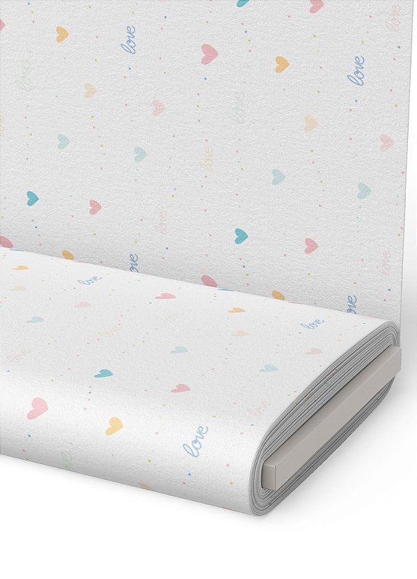 Tecido Microfibra Estampa Digital Coracções Love Fundo Branco 1,55m de Largura