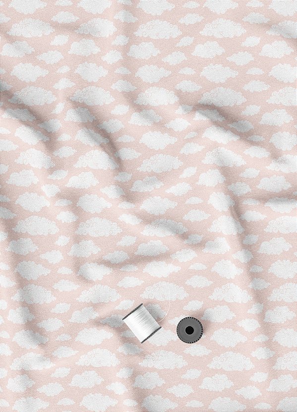 Tecido Microfibra Estampa Digital Nuvens Fundo Rosa 1,55m de Largura