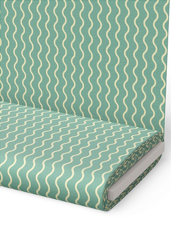 Tecido Microfibra Estampa Digital Ondulado Branco e Verde 1,55m de Largura