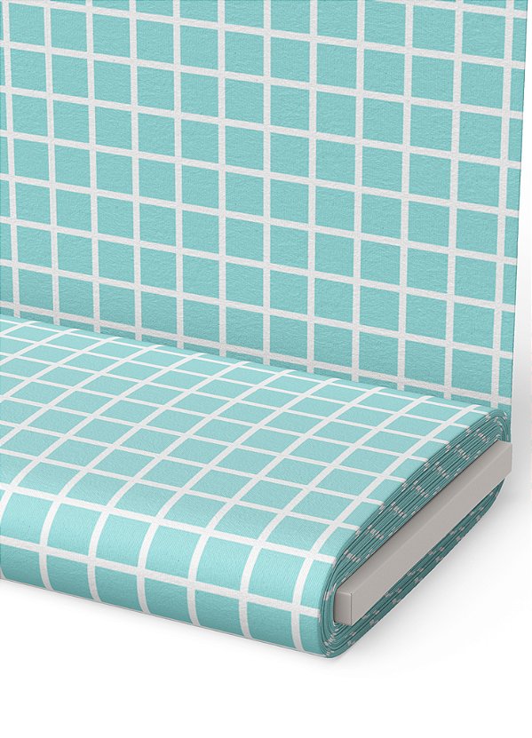 Tecido Microfibra Estampa Digital Quadros Branca e Verde Bebe 1,55m de Largura