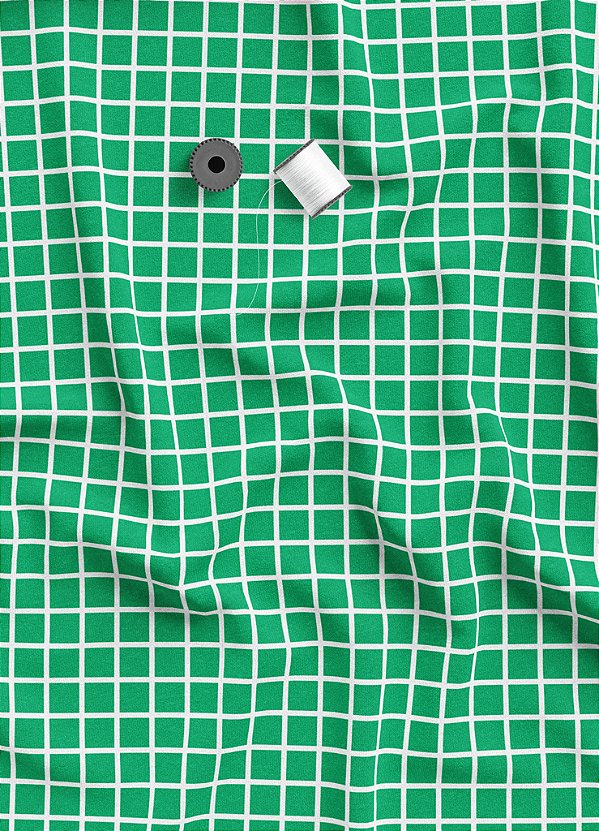 Tecido Microfibra Estampa Digital Quadros Brancos e Verdes 1,55m de Largura