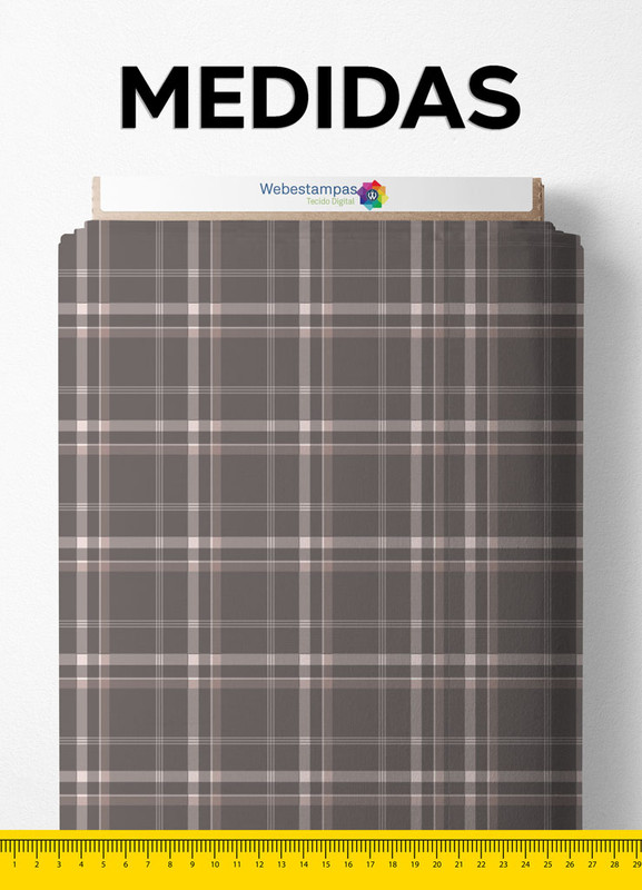 Tecido Microfibra Estampa Digital Xadrez Cinza e Branco 1,55m de Largura