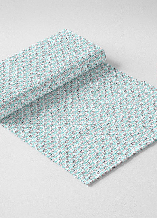 Tecido Microfibra Estampa Digital  Mini Barco Azul 1,55m de Largura