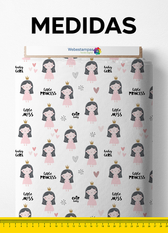 Tecido Microfibra Estampa Digital  Princesa Miss 1,55m de Largura