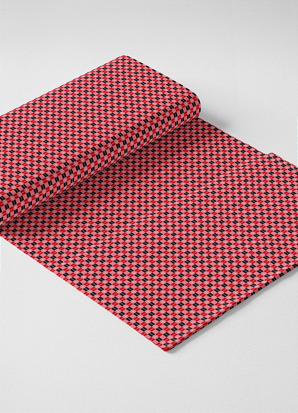 Tecido Microfibra Estampa Digital  Xadrez Mini Rosa e Preto 1,55m de Largura