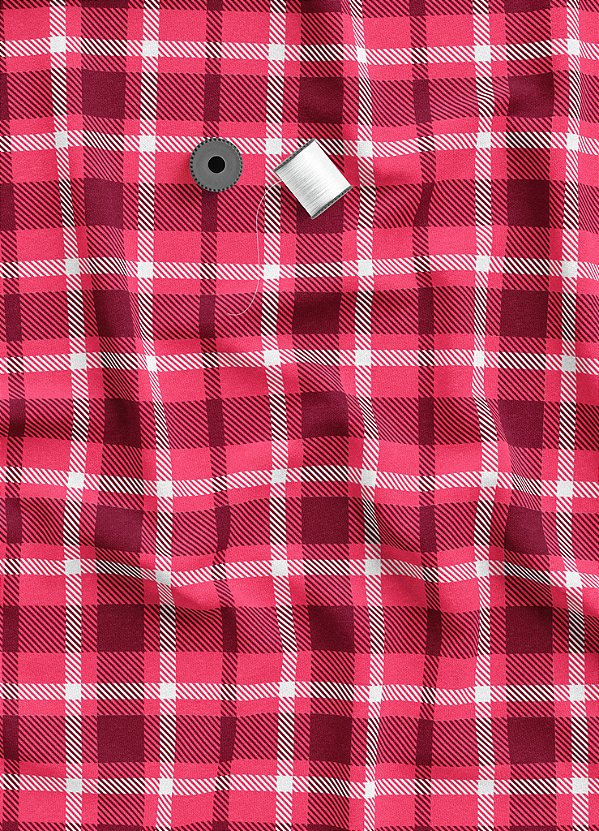 Tecido Microfibra Estampa Digital  Xadrez Rosa Preto e Branco 1,55m de Largura