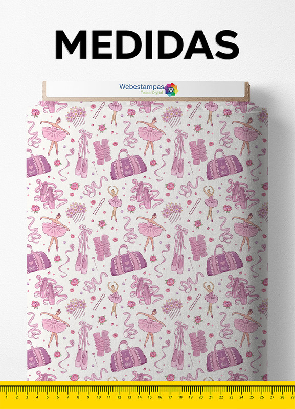 Tecido Microfibra Estampa Digital I Love Ballet 1,55m de Largura