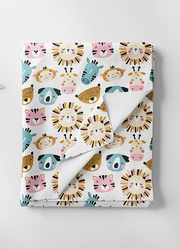 Tecido Microfibra Estampa Digital Animais Coloridos 1,55m de Largura