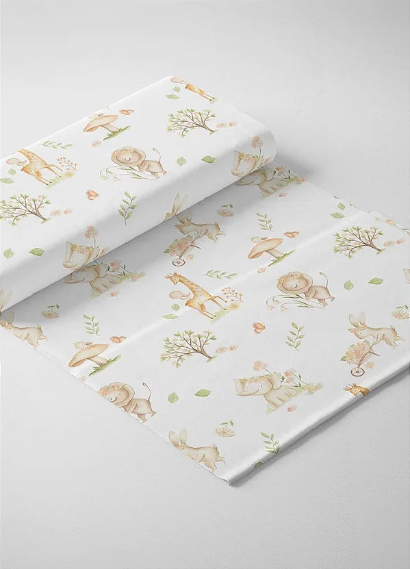 Tecido Microfibra Estampa Digital Bichinhos Aquarela 1,55m de Largura