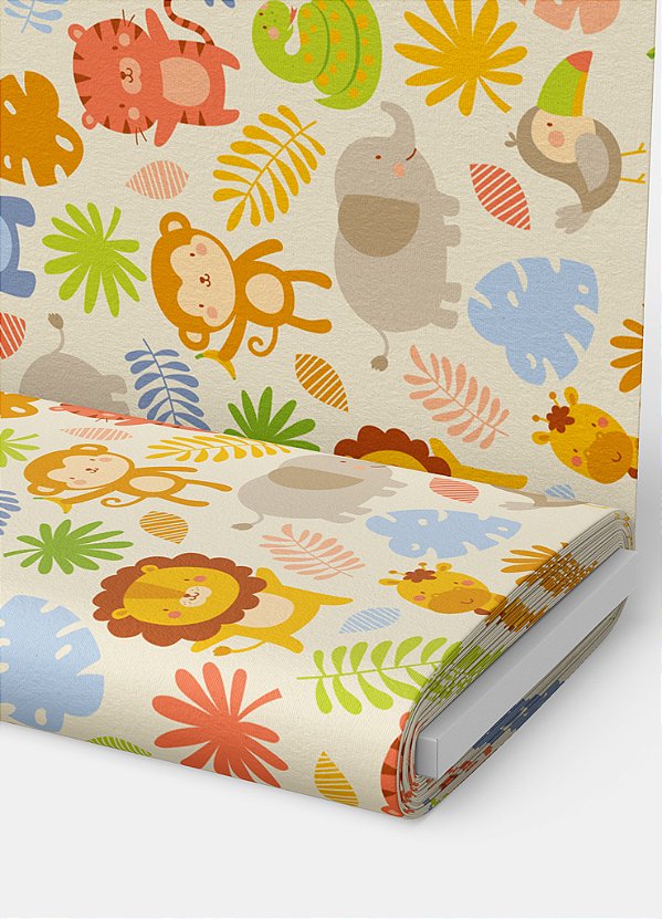 Tecido Microfibra Estampa Digital Bichos Coloridos 1,55m de Largura