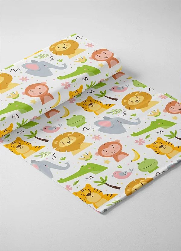 Tecido Microfibra Estampa Digital Bichos da Savana 1,55m de Largura