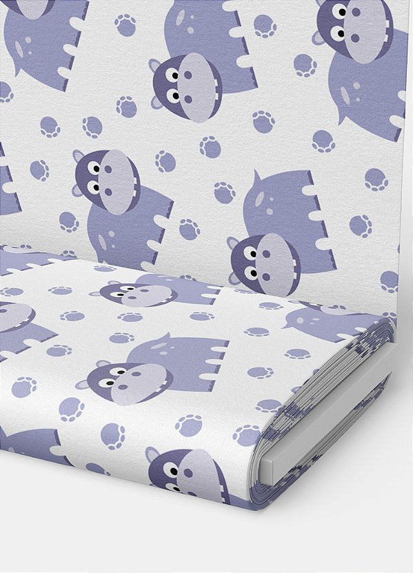 Tecido Microfibra Estampa Digital Hipopótamo 1,55m de Largura