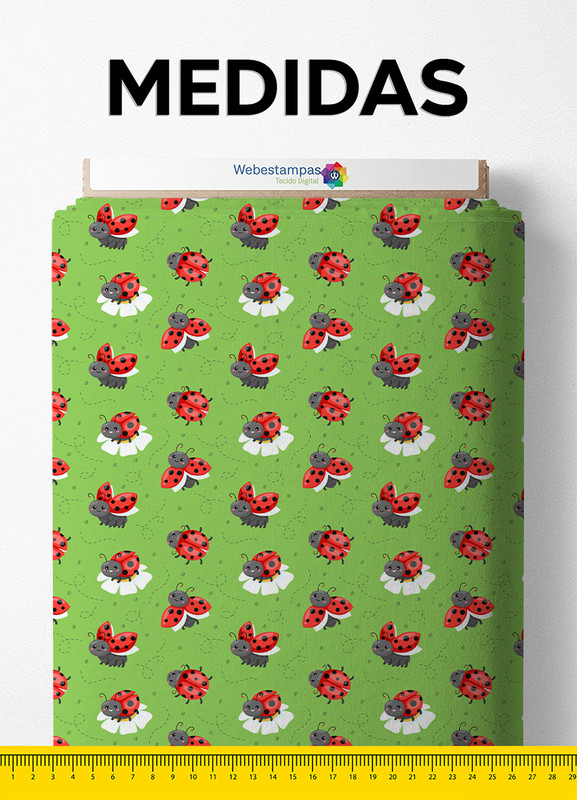 Tecido Microfibra Estampa Digital Joaninha Fofa 1,55m de Largura