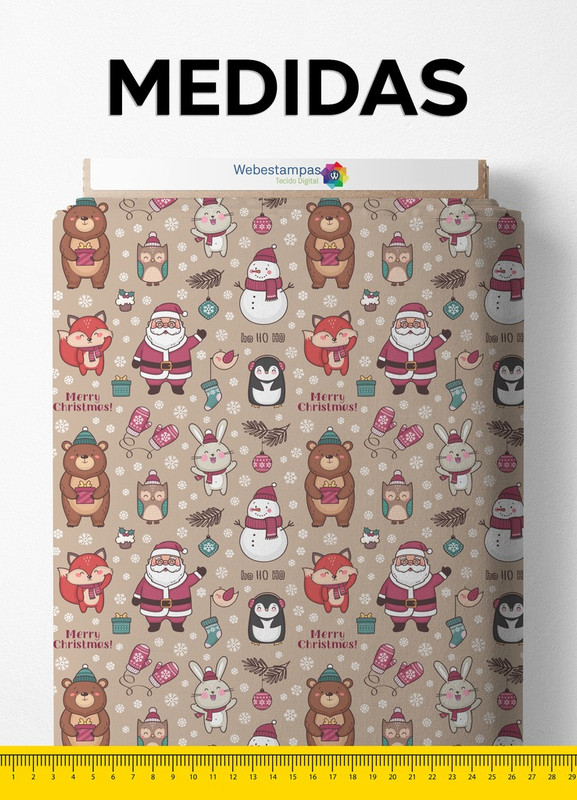 Tecido Microfibra Estampa Digital Papai Noel 1,55m de Largura