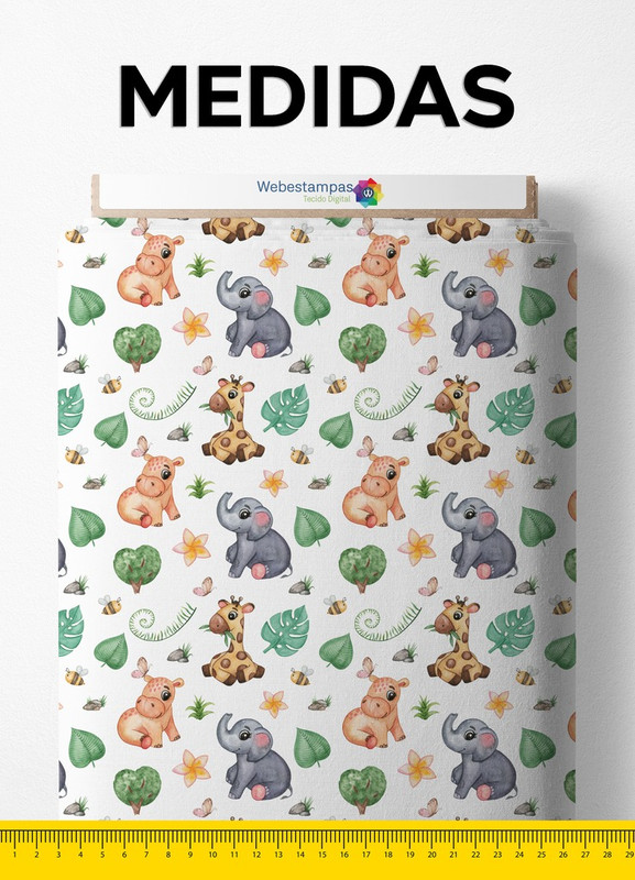 Tecido Microfibra Estampa Digital Safari Baby 1,55m de Largura