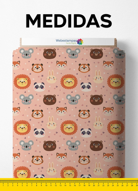 Tecido Microfibra Estampa Digital Selva Fundo Rosa 1,55m de Largura