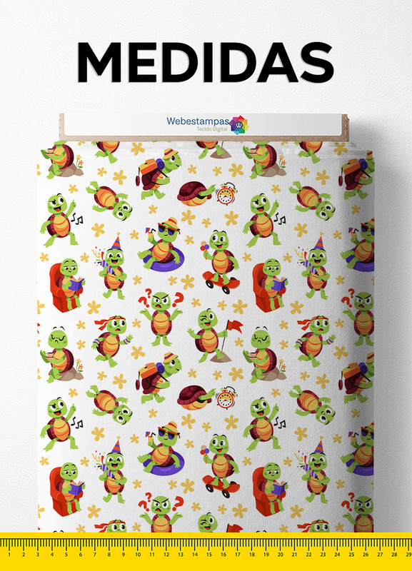 Tecido Microfibra Estampa Digital Tartaruga 1,55m de Largura