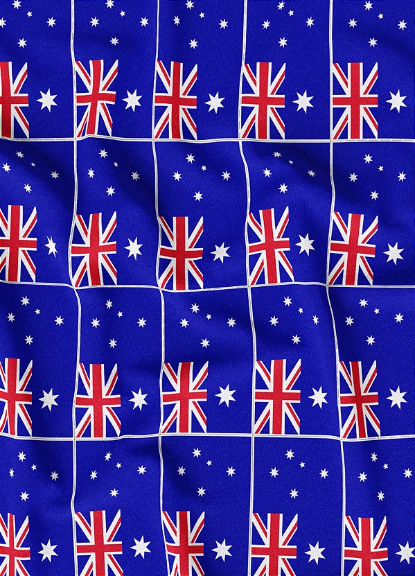 Tecido Microfibra Estampa Digital Bandeirinhas da Austrália 1,55m de Largura