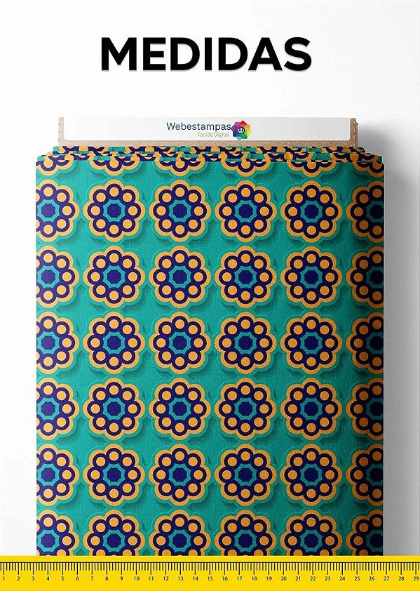 Tecido Microfibra Estampa Digital Forma 3D Fundo Verde 1,55m de Largura