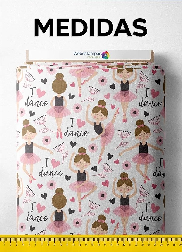 Tecido Microfibra Estampa Digital I Love Dance 1,55m de Largura