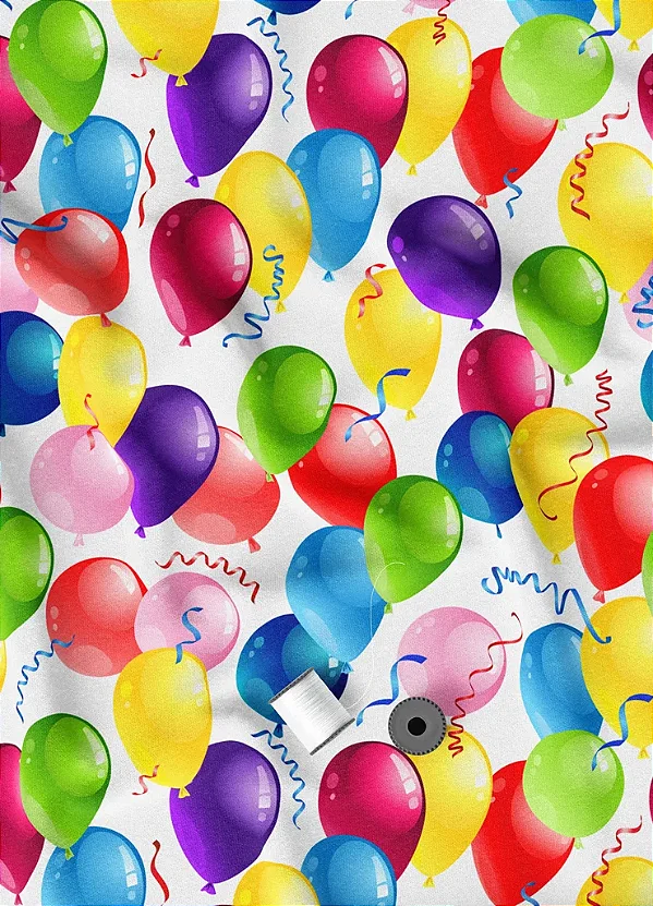 Tecido Microfibra Estampa Digital Balões de Festa 1,55m de Largura