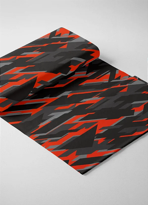 Tecido Microfibra Estampa Digital Camuflada Preta e Vermelha 1,55m de Largura