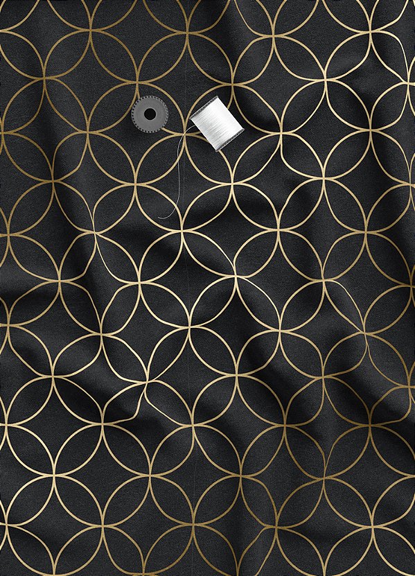 Tecido Microfibra Estampa Digital Arabesco Circular Dourado 1,55m de Largura