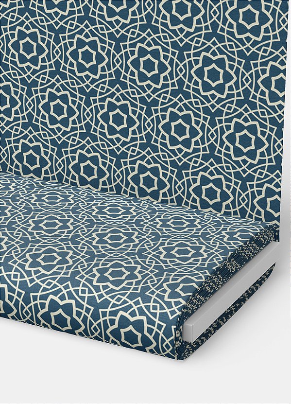 Tecido Microfibra Estampa Digital Arabesco Floral Fundo Marinho 1,55m de Largura