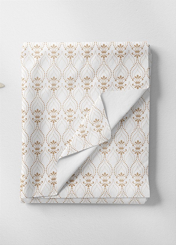 Tecido Microfibra Estampa Digital Arabesco Minimalista Branco 1,55m de Largura