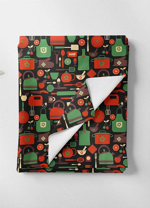 Tecido Microfibra Estampa Digital Avental Verde 1,55m de Largura