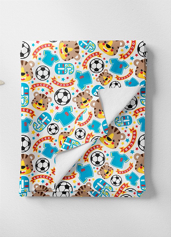 Tecido Microfibra Estampa Digital Fera Do Futebol Azul 1,55m de Largura