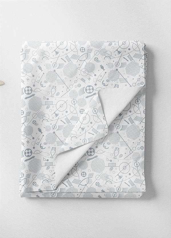 Tecido Microfibra Estampa Digital Futebol Jogo Fundo Branco 1,55m de Largura