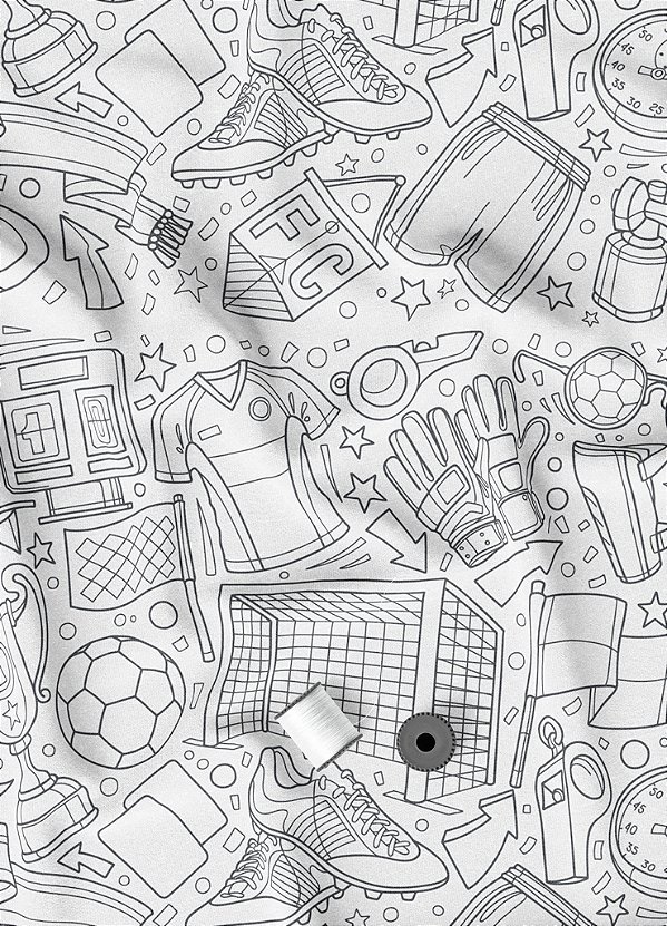 Tecido Microfibra Estampa Digital Goleiro Fundo Branco 1,55m de Largura