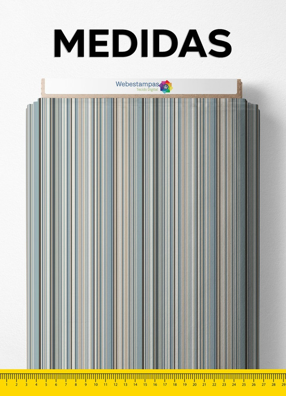 Tecido Microfibra Estampa Digital Listras Azul Palha e Marrom 1,55m de Largura