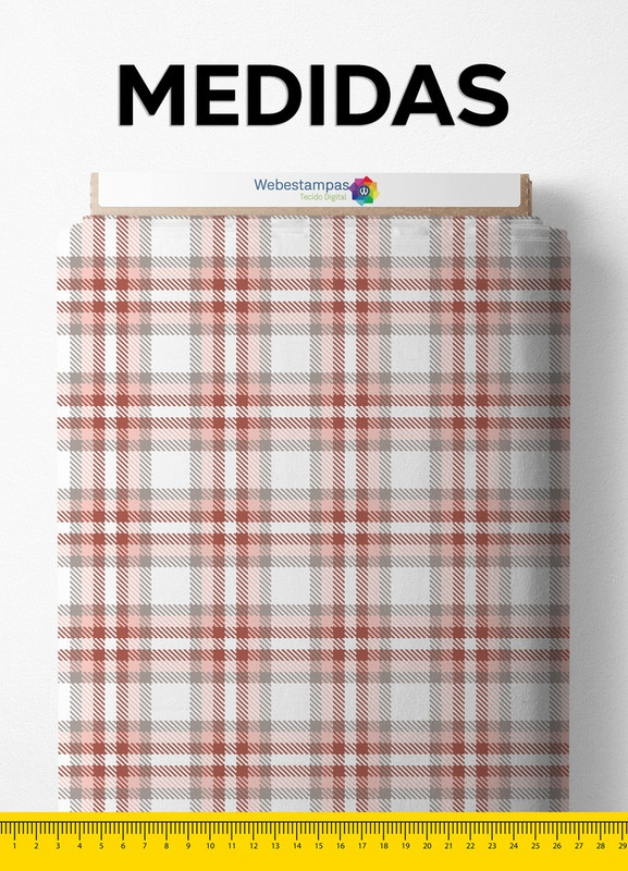 Tecido Microfibra Estampa Digital Xadrez Laranja e Preto 1,55m de Largura