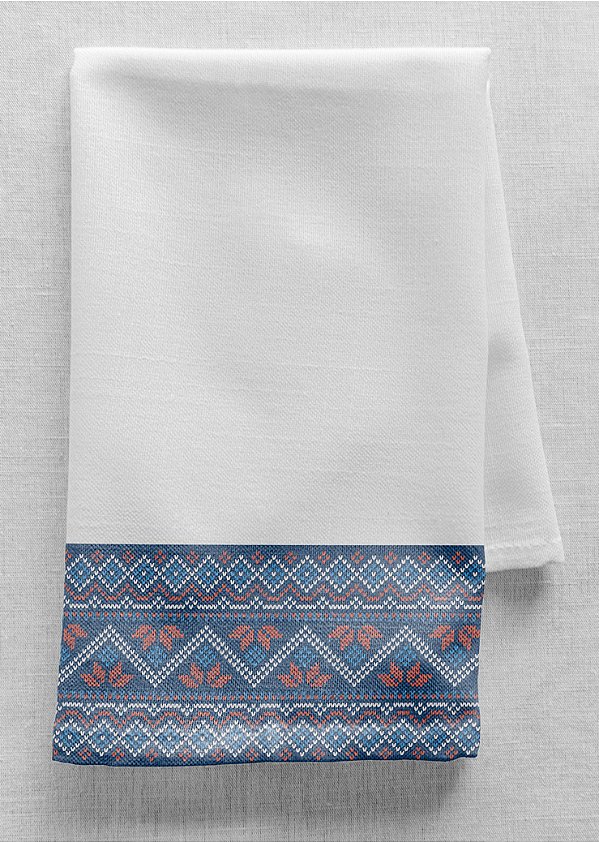 Tecido Microfibra Estampa Digital Estampa Étnica Azul 1,55m de Largura