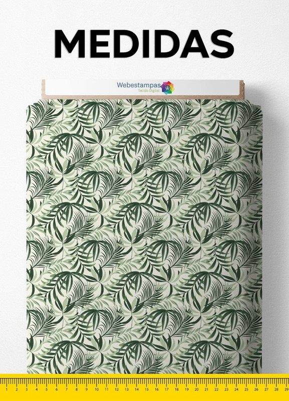 Tecido Microfibra Estampa Digital Folhagem Verde 1,55m de Largura