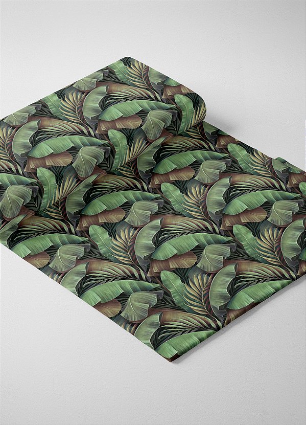 Tecido Microfibra Estampa Digital Folhas de Bananeiras 1,55m de Largura