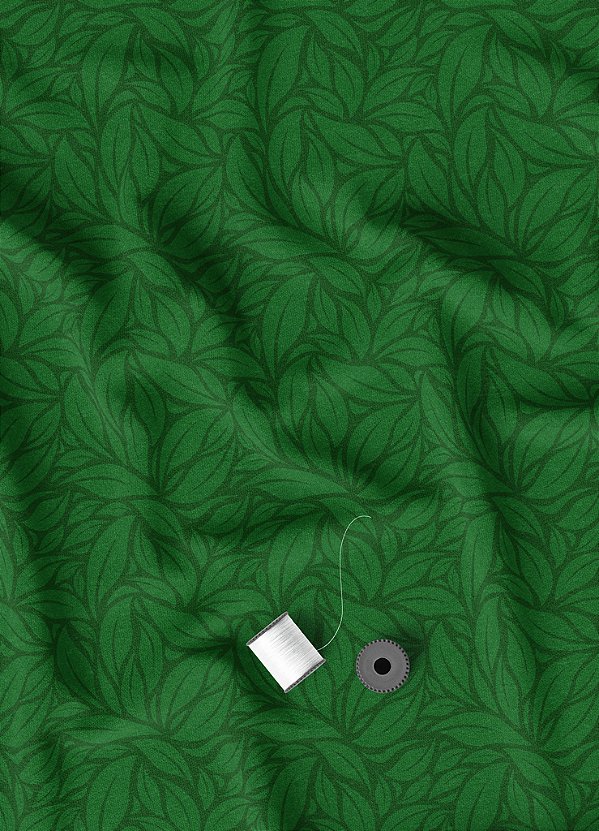 Tecido Microfibra Estampa Digital Mosaico de Folhas Verdes 1,55m de Largura