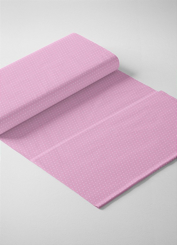 Tecido Tricoline PVT Rosa Bolinhas Branca 1,55m de Largura