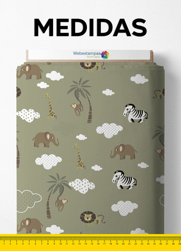 Tecido Microfibra Estampa Digital Safári Fundo Bege 1,55m de Largura