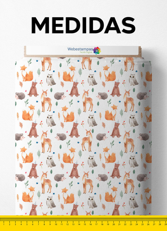 Tecido Tricoline Estampa Digital Bichinhos 1,50m de Largura