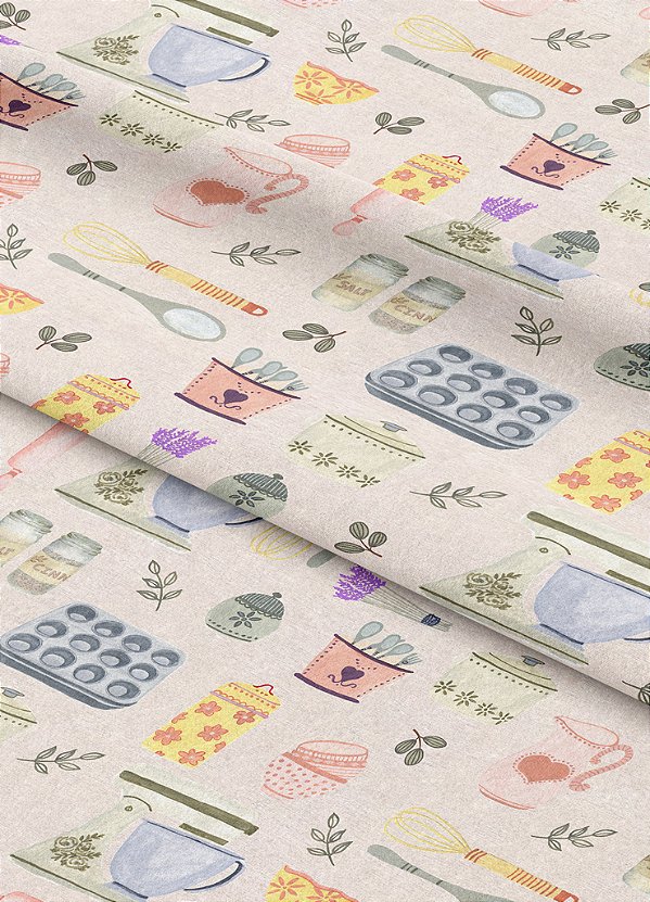 Tecido Tricoline Estampa Digital Temperos 1,50m de Largura