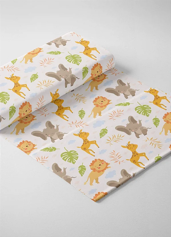 Tecido Tricoline Estampa Digital Animais do Safári 1,50m de Largura