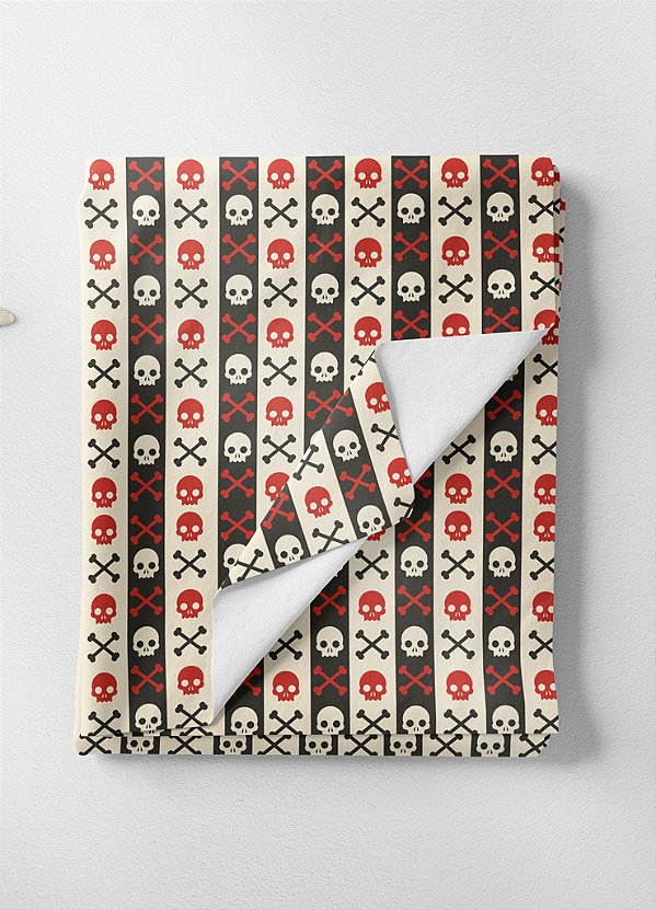 Tecido Tricoline Estampa Digital Caveira Em Faixas 1,50m de Largura