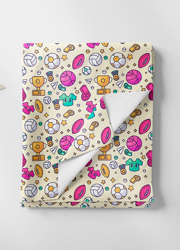 Tecido Tricoline Estampa Digital Esporte e Trofeu Pink 1,50m de Largura